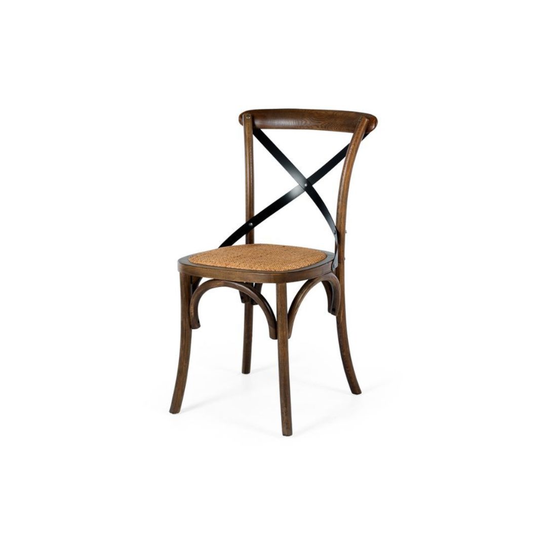 Villa X-Back Dining Chair Deep Oak Rattan Seat image 0